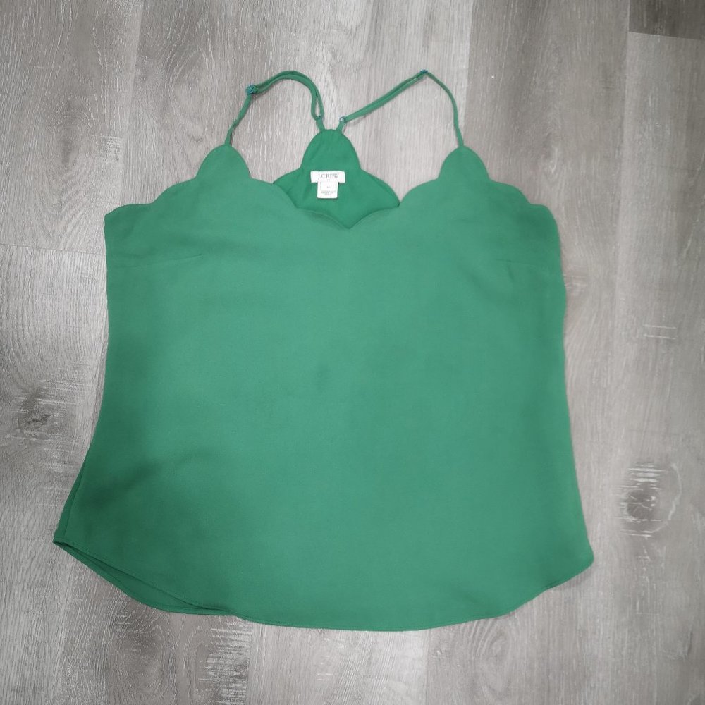 J. Crew Ladies Green Shoestring Strap Size 10 Straight Fit Lined Tank Top